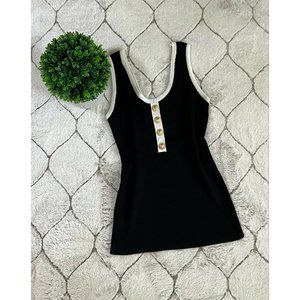 DAIMARAN Liverpool Women's Tank Top Slim Fit Black White Sleeveless Size S